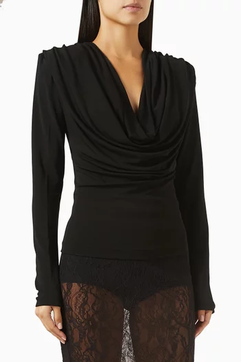 بلوزة بفتحة رقبة مطوية جيرسيه