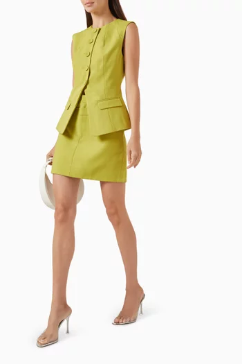 Rodborough Mini Skirt in Woven Suiting Fabric