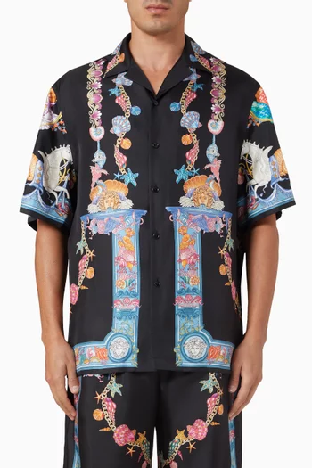 قميص بنقشة كورال ثيتر حرير تويل