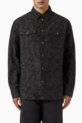 Barocco Jacquard Overshirt in Cotton