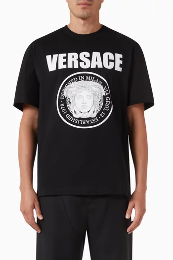 تي شيرت بشعار ميدوسا روك قطن