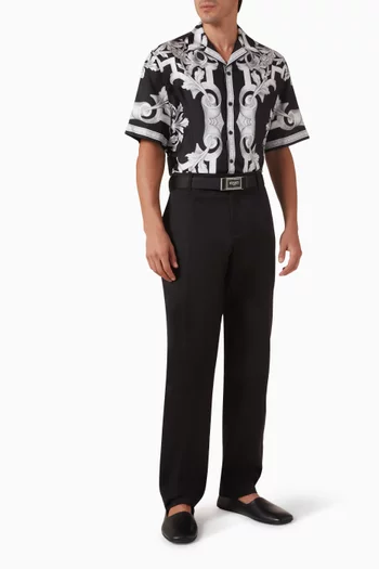 قميص بنقشة باروكية هندسية حرير تويل