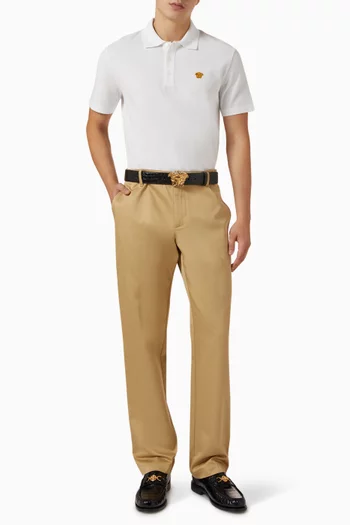 تي شيرت بولو مطرز بشعار ميدوسا قطن بيكيه