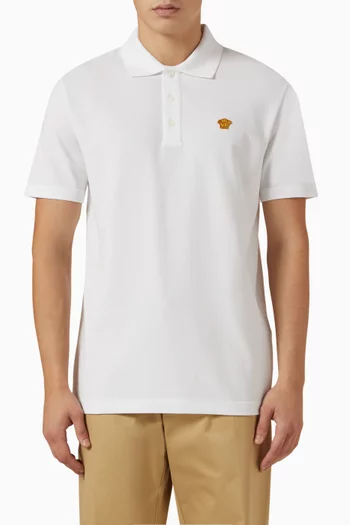 تي شيرت بولو مطرز بشعار ميدوسا قطن بيكيه