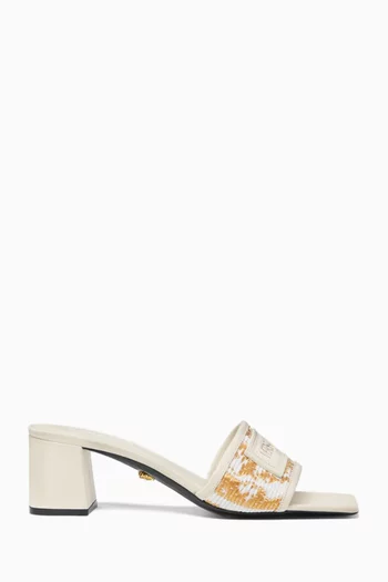 Theia Barocco 55 Mule Sandals in Raffia & Leather