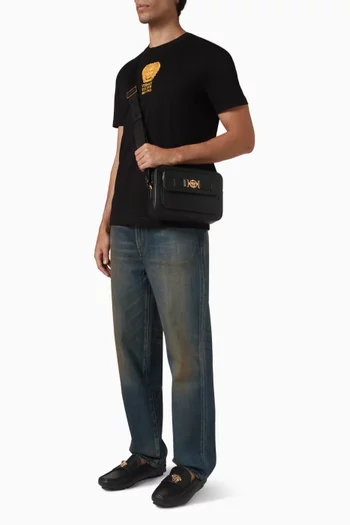 Medusa Biggie Messenger Bag in Grainy Leather