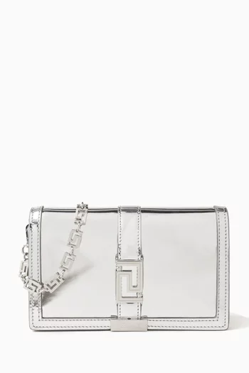 Mini Greca Goddess Bag in Metallic Leather