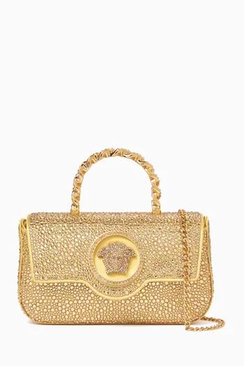 La Medusa Mini Bag in Crystal-embellished Satin