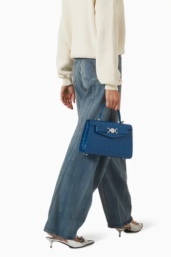 Medium Medusa 95 Top-handle Bag in Croc-embossed Leather