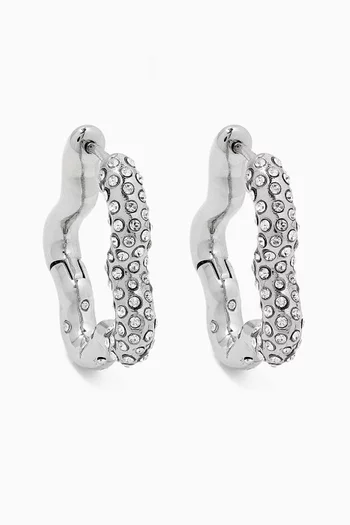 Small Abeer Crystal Hoop Earrings in Palladium-plated Metal