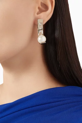 Leen Crystal & Pearl Earrings in Palladium