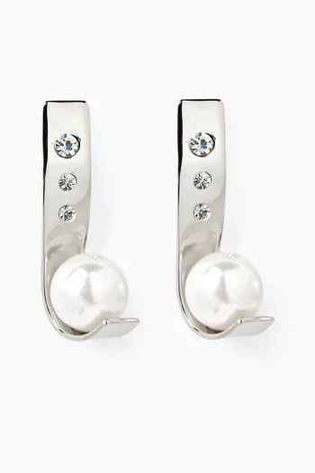 Leen Crystal & Pearl Earrings in Palladium
