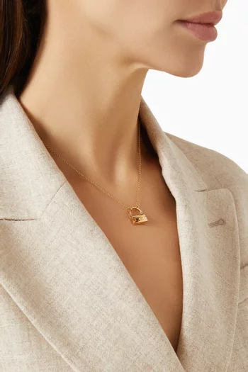 Tabby Bag Short Pendant Necklace in Gold-plated Brass