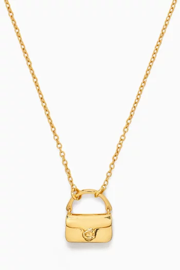Tabby Bag Short Pendant Necklace in Gold-plated Brass