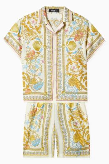 Underwater Print Shirt in Silk Twill