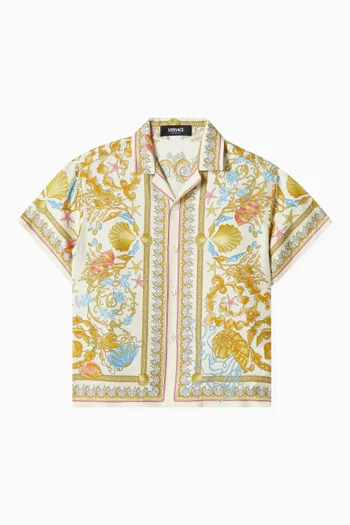 Underwater Print Shirt in Silk Twill