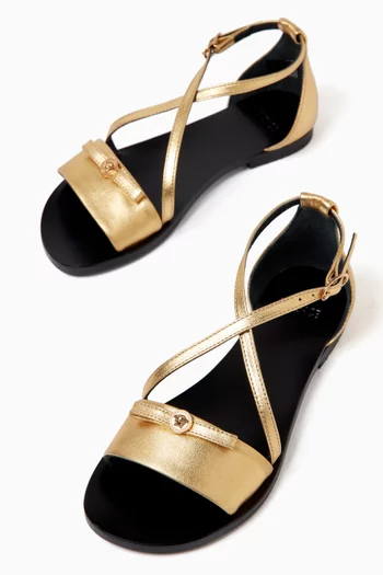 Gianni Ribbon Metallic Sandals