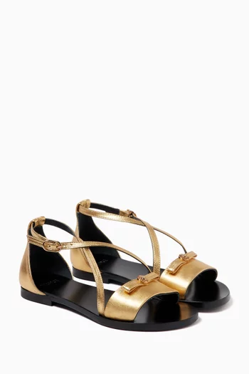 Gianni Ribbon Metallic Sandals