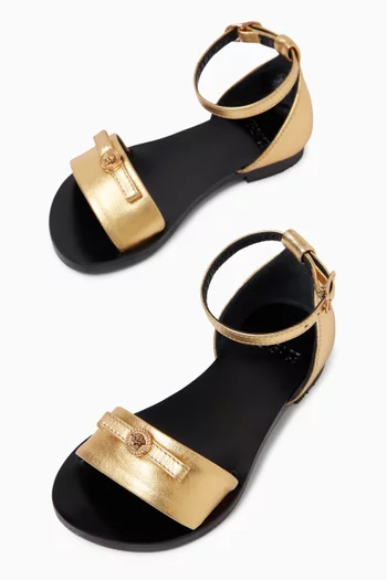 Gianni Ribbon Metallic Sandals