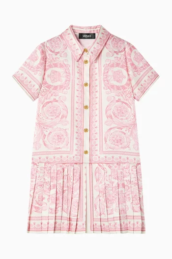 فستان بنمط قميص بطيات قماش بنقشة باروكية فولار