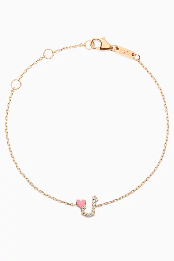 Tiny Bling Arabic Letter "Laam" Diamond Bracelet in 18kt Gold
