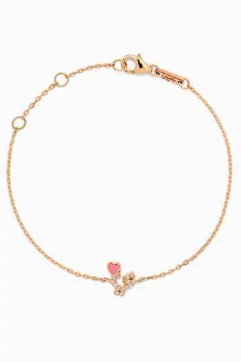 Tiny Bling Arabic Letter "Yaa" Diamond Bracelet in 18kt Gold