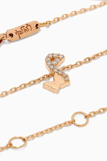Tiny Bling Arabic Letter "Meem" Diamond Bracelet in 18kt Gold