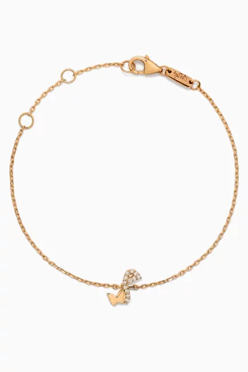 Tiny Bling Arabic Letter "Meem" Diamond Bracelet in 18kt Gold