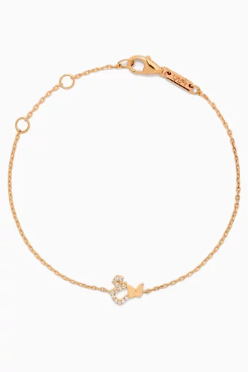 Tiny Bling Arabic Letter "Ein" Diamond Bracelet in 18kt Gold