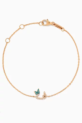 Tiny Bling Arabic Letter "Faa" Diamond Bracelet in 18kt Gold