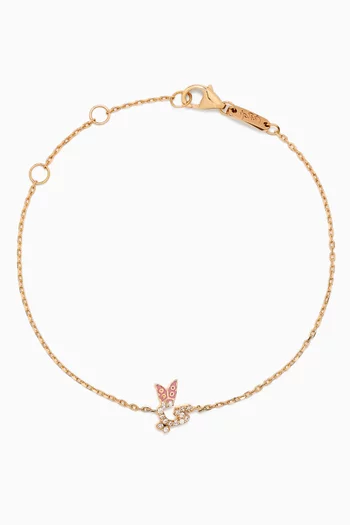 Tiny Bling Arabic Letter "Yaa" Diamond Bracelet in 18kt Gold