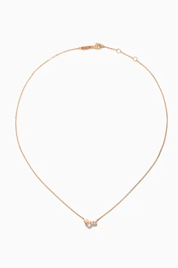 Tiny Bling Arabic Letter "Seen" Diamond Necklace in 18kt Gold