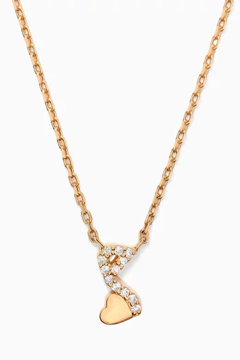 Tiny Bling Arabic Letter "Meem" Diamond Necklace in 18kt Gold