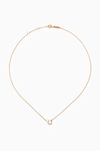 Tiny Bling Arabic Letter "Noon" Diamond Necklace in 18kt Gold