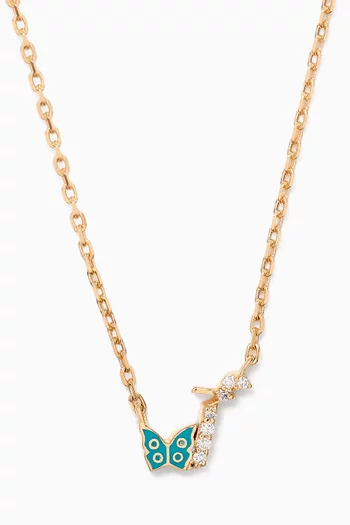 Tiny Bling Arabic Letter "Alef" Diamond Necklace in 18kt Gold