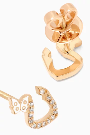 Tiny Bling Arabic Letter "Noon" Diamond Earrings in 18kt Gold
