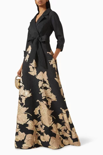 Floral Shirt Gown in Jacquard