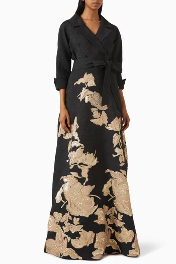 Floral Shirt Gown in Jacquard