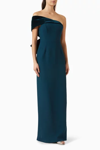 Off-shoulder Gown in Crepe