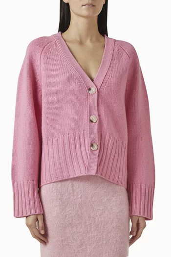 Chunky V-neck Cardigan in Cashmere