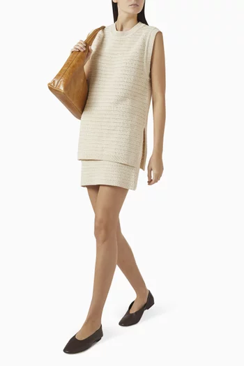 Crochet-knit Mini Skirt in Cotton Blend