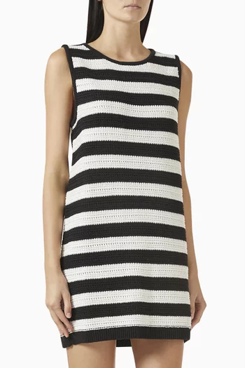 Crochet-knit Mini Dress in Cotton Blend