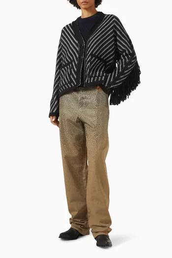 Olidia Fringe Cardigan in Wool-jaqcuard