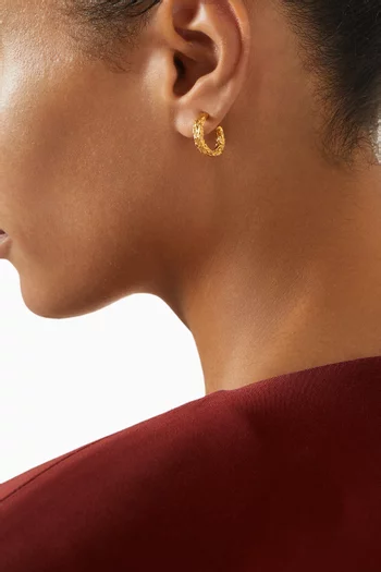 Small Rope Hoop Earrings in 22kt Gold-plated Brass