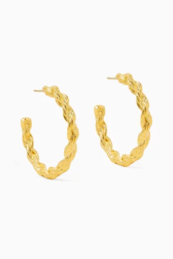 Rope Hoop Earrings in 22kt Gold-plated Brass