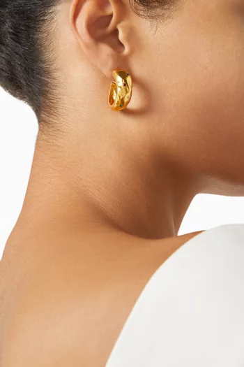 Chunky Gem Hoop Earrings in 22kt Gold-plated Brass
