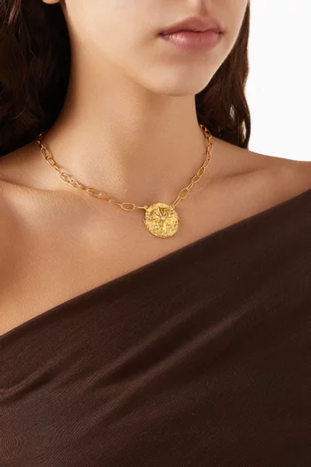 Moral Compass Necklace in 22kt Gold-plated Brass