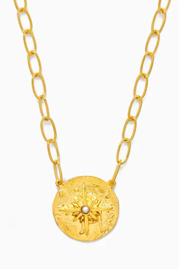 Moral Compass Necklace in 22kt Gold-plated Brass