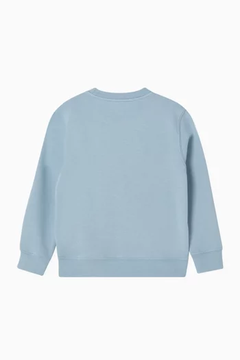 سويت شيرت مزين بشعار الماركة بلون مماثل مزيج قطن