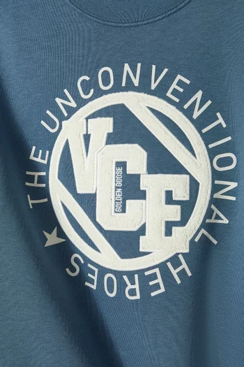 سويت شيرت مزين برقعة بملمس بارز مزيج قطن